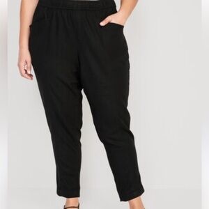 High-Waisted Linen-Blend Cropped Tapered Black Pants XXL Old Navy